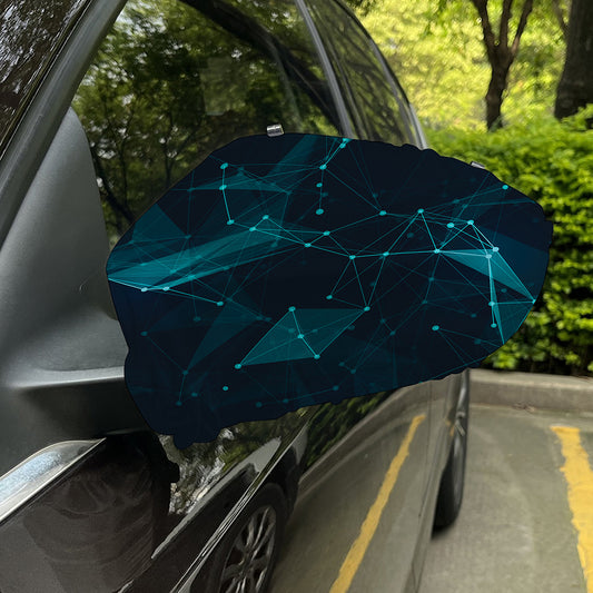Teal Polygonal Dot Geometric Print Car Side Mirror Covers