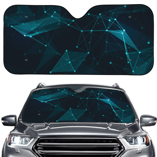 Teal Polygonal Dot Geometric Print Car Windshield Sun Shade