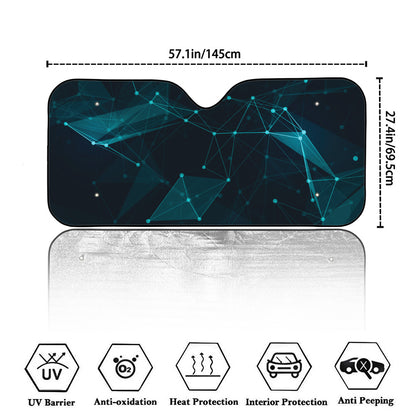 Teal Polygonal Dot Geometric Print Car Windshield Sun Shade