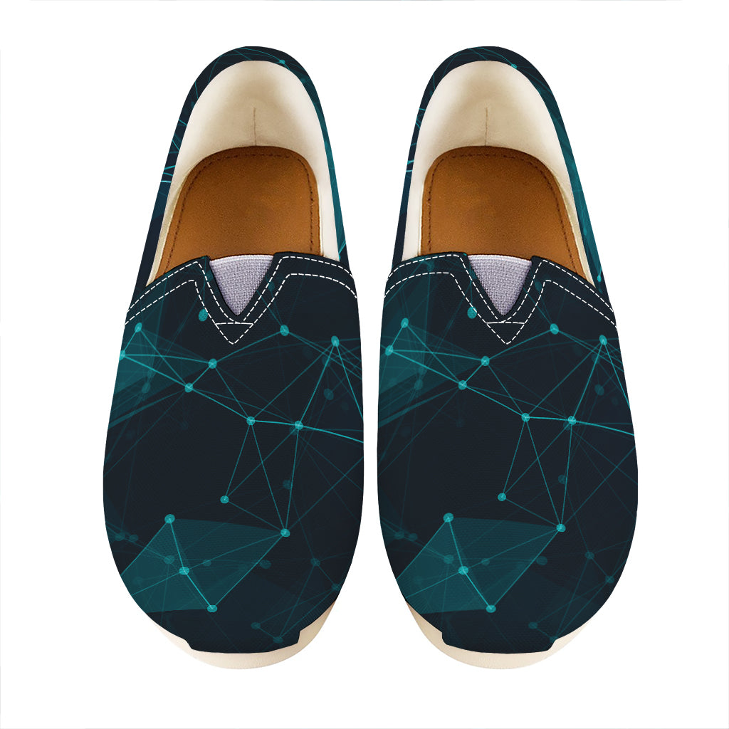 Teal Polygonal Dot Geometric Print Casual Shoes