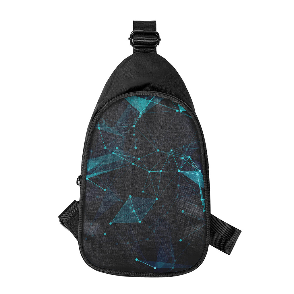 Teal Polygonal Dot Geometric Print Chest Bag
