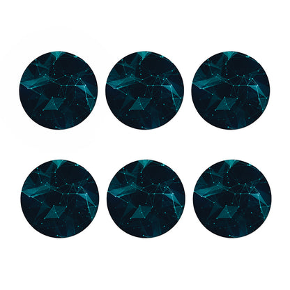 Teal Polygonal Dot Geometric Print Coaster Set