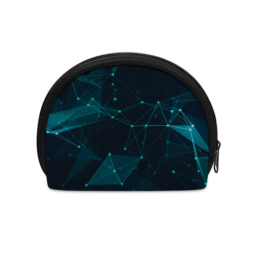 Teal Polygonal Dot Geometric Print Coin Purse