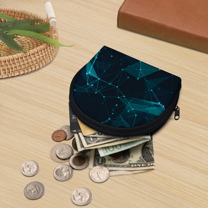 Teal Polygonal Dot Geometric Print Coin Purse