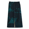 Teal Polygonal Dot Geometric Print Cotton Front Slit Maxi Skirt