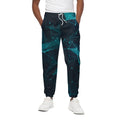 Teal Polygonal Dot Geometric Print Cotton Sweatpants