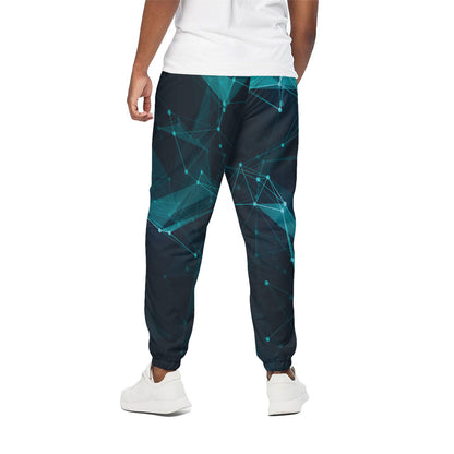 Teal Polygonal Dot Geometric Print Cotton Pants
