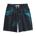 Teal Polygonal Dot Geometric Print Cotton Shorts