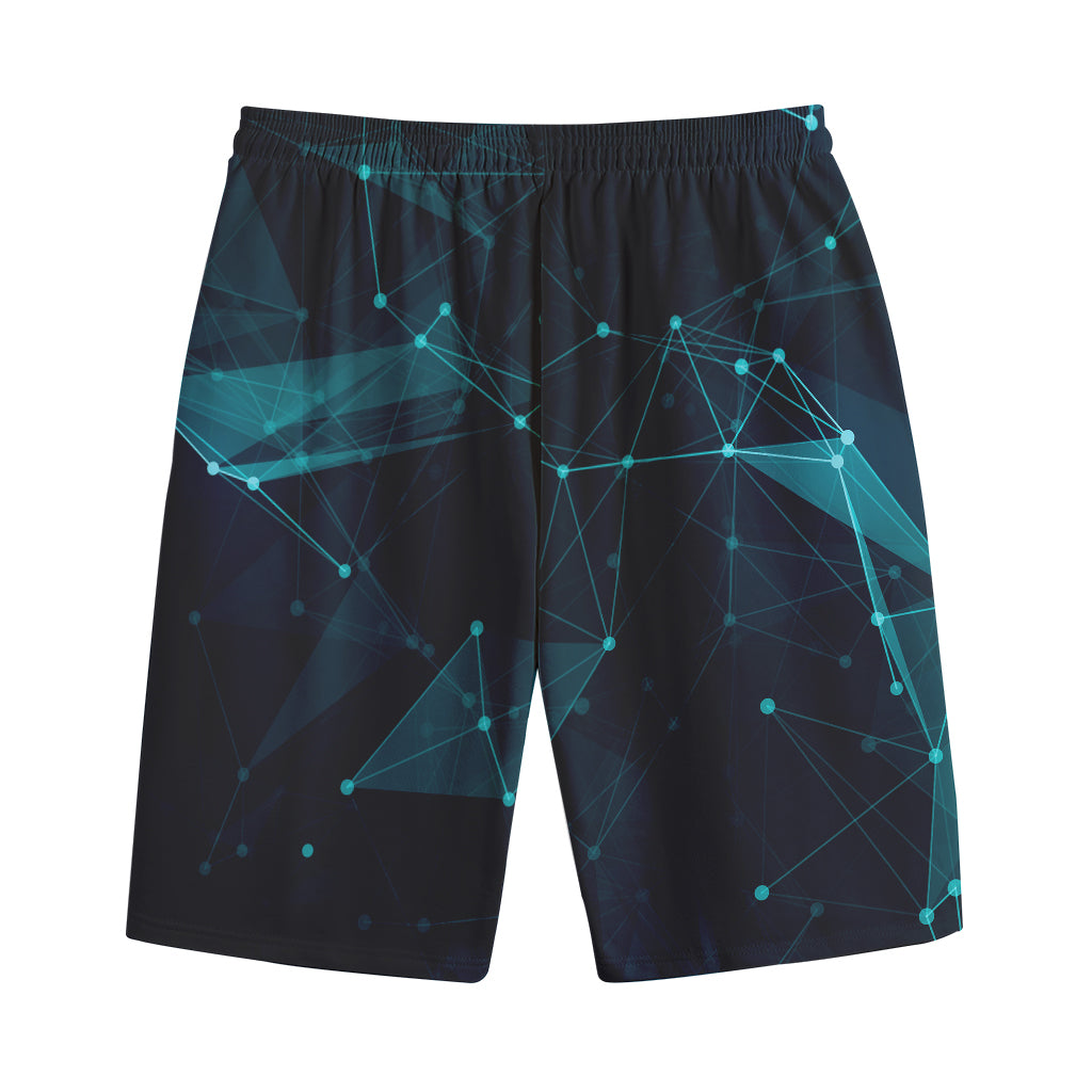 Teal Polygonal Dot Geometric Print Cotton Shorts
