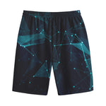 Teal Polygonal Dot Geometric Print Cotton Shorts