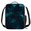 Teal Polygonal Dot Geometric Print Crossbody Lunch Bag