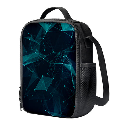 Teal Polygonal Dot Geometric Print Crossbody Lunch Bag