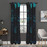 Teal Polygonal Dot Geometric Print Curtain