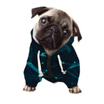Teal Polygonal Dot Geometric Print Dog Zip Up Hoodie