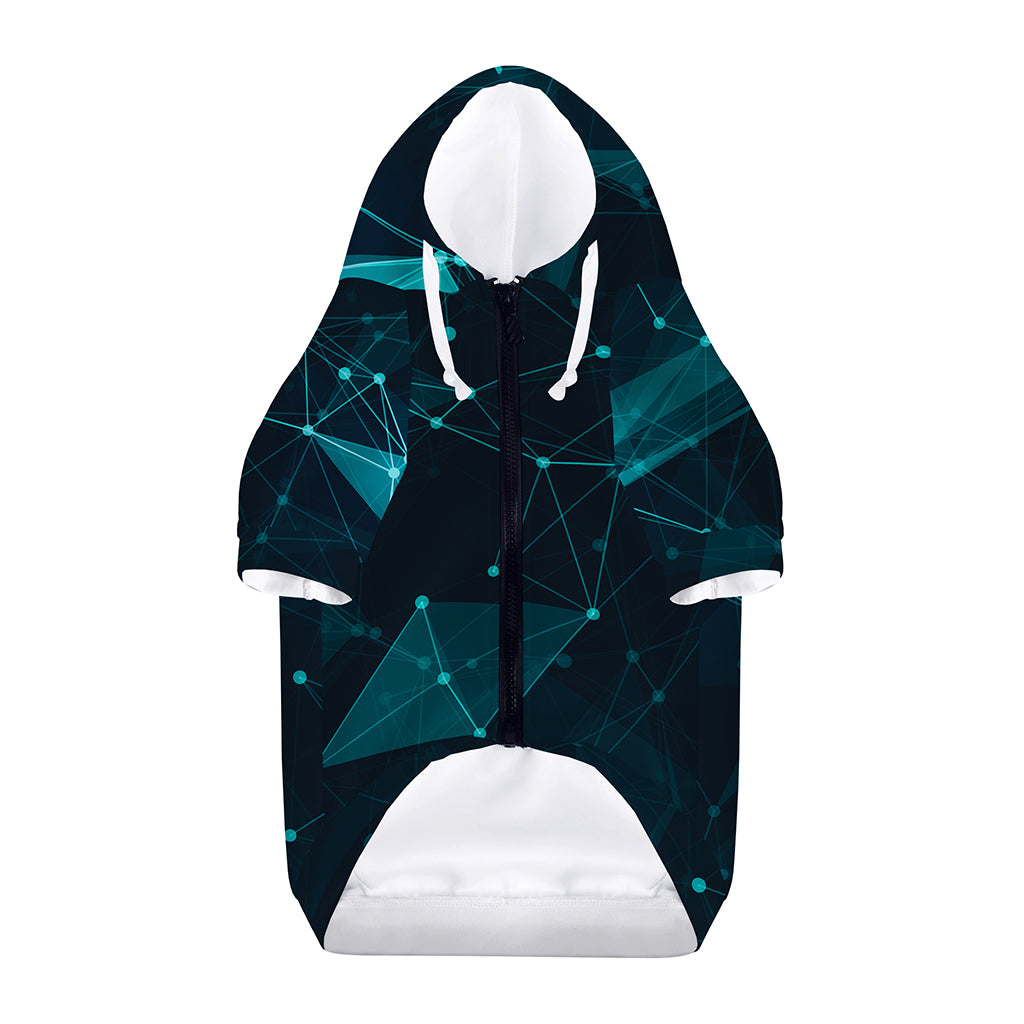 Teal Polygonal Dot Geometric Print Dog Zip Up Hoodie