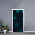 Teal Polygonal Dot Geometric Print Door Sticker