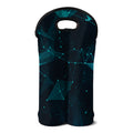 Teal Polygonal Dot Geometric Print Double Neoprene Wine Tote