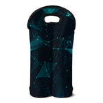 Teal Polygonal Dot Geometric Print Double Neoprene Wine Tote
