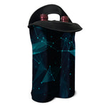 Teal Polygonal Dot Geometric Print Double Neoprene Wine Tote
