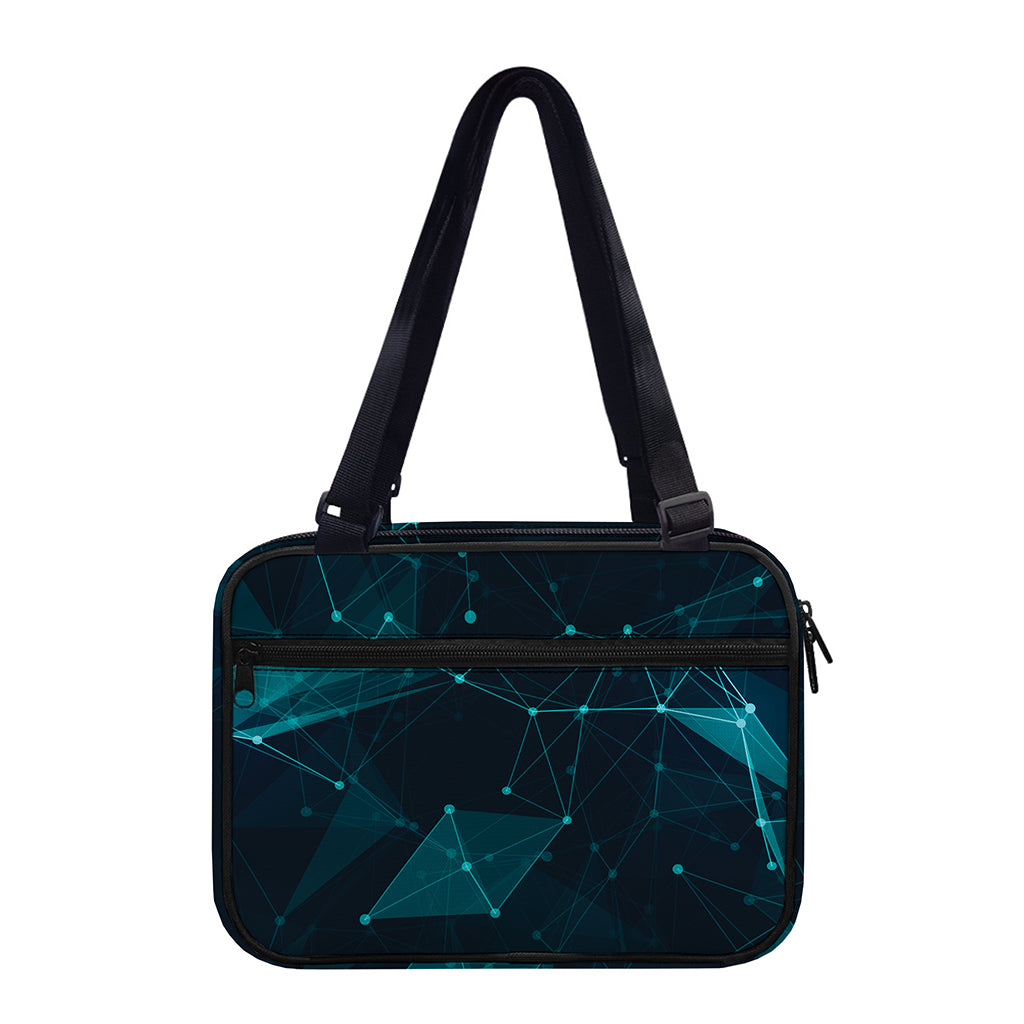 Teal Polygonal Dot Geometric Print Double Strap Bible Bag