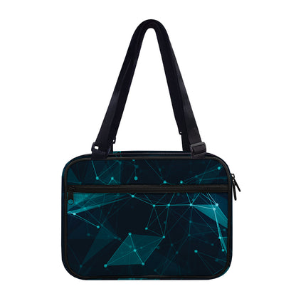 Teal Polygonal Dot Geometric Print Double Strap Bible Bag