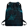 Teal Polygonal Dot Geometric Print Drawstring Backpack