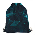 Teal Polygonal Dot Geometric Print Drawstring Bag