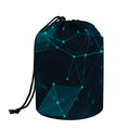 Teal Polygonal Dot Geometric Print Drawstring Makeup Bag