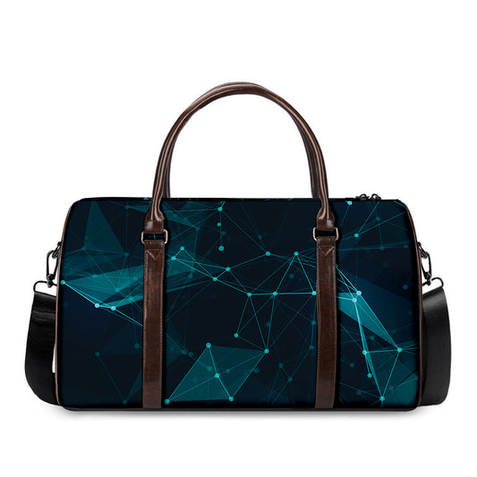 Teal Polygonal Dot Geometric Print Duffle Bag
