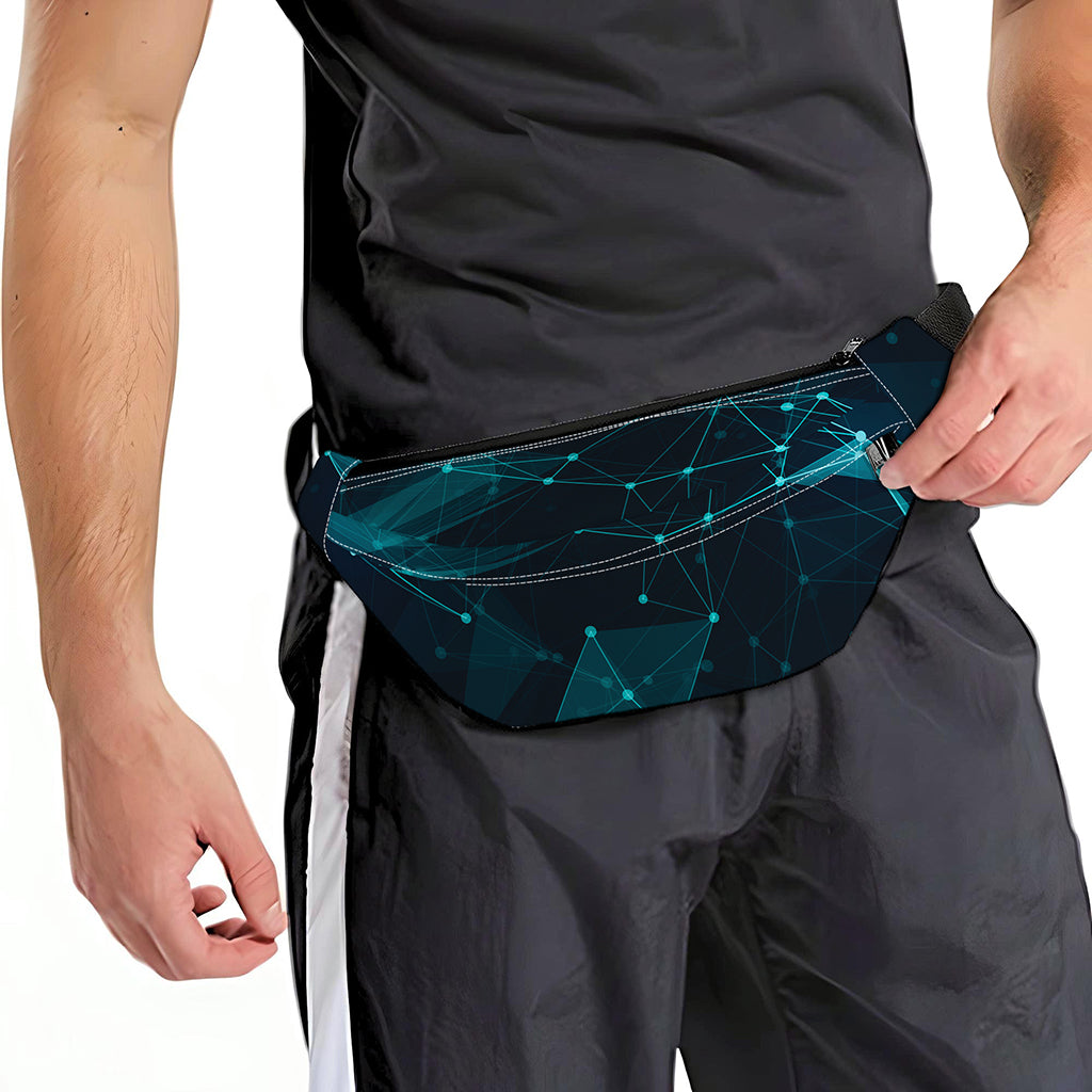 Teal Polygonal Dot Geometric Print Fanny Pack