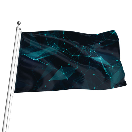 Teal Polygonal Dot Geometric Print Flag
