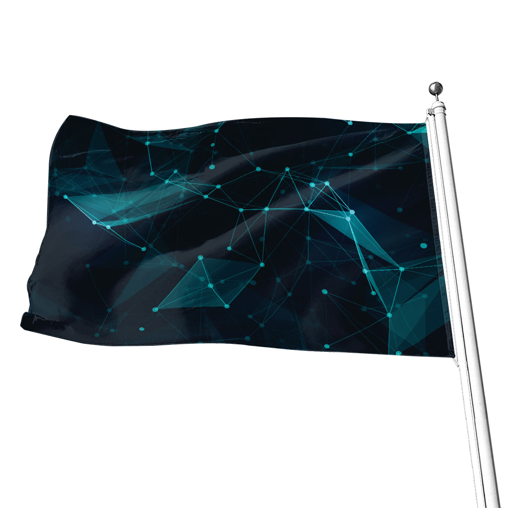 Teal Polygonal Dot Geometric Print Flag