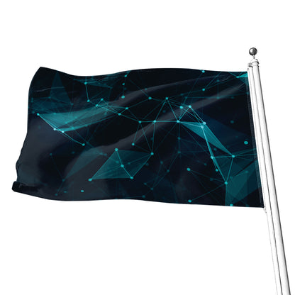 Teal Polygonal Dot Geometric Print Flag