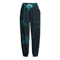 Teal Polygonal Dot Geometric Print Fleece Lined Knit Pants