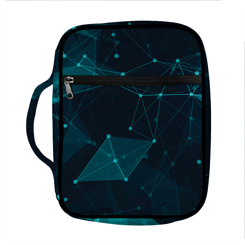 Teal Polygonal Dot Geometric Print Front Pocket Bible Bag