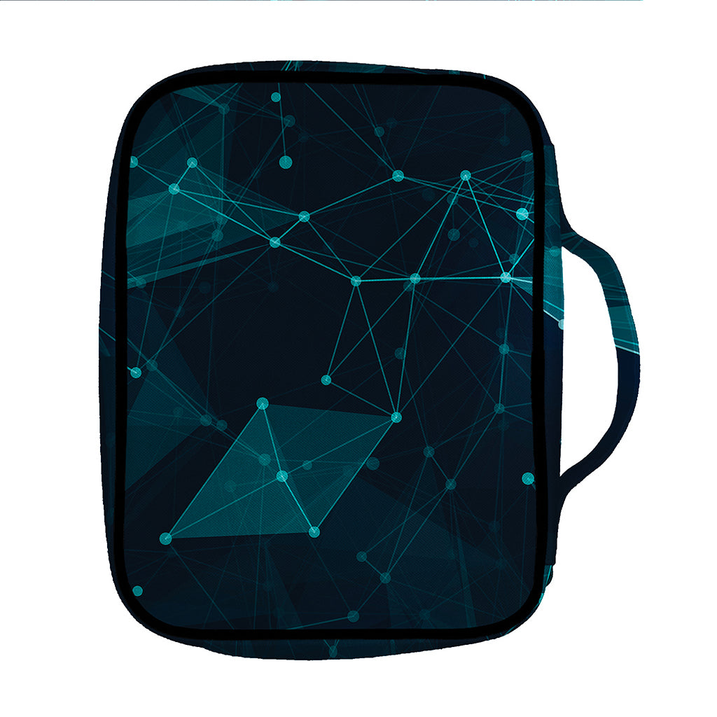 Teal Polygonal Dot Geometric Print Front Pocket Bible Bag