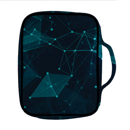 Teal Polygonal Dot Geometric Print Front Pocket Bible Bag