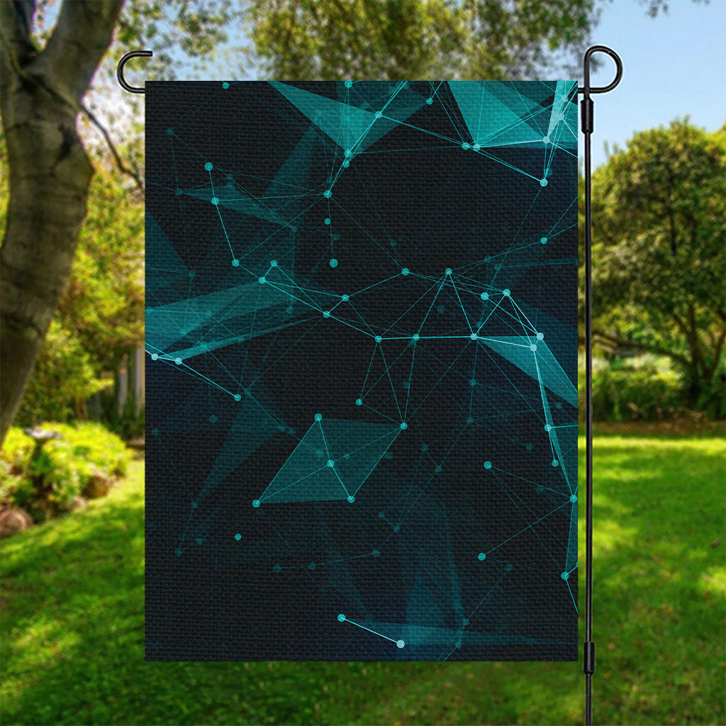 Teal Polygonal Dot Geometric Print Garden Flag