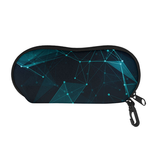 Teal Polygonal Dot Geometric Print Glasses Case