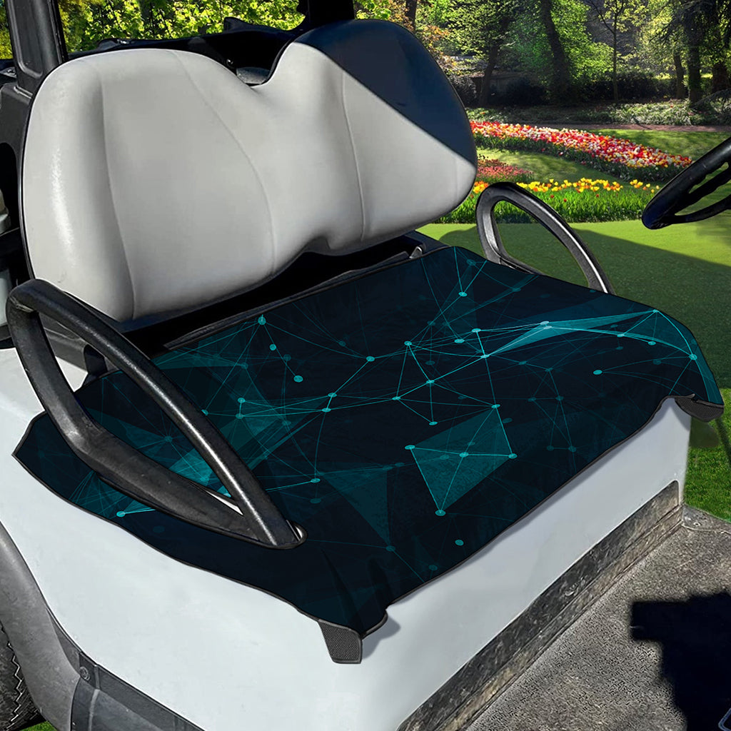 Teal Polygonal Dot Geometric Print Golf Cart Seat Cover