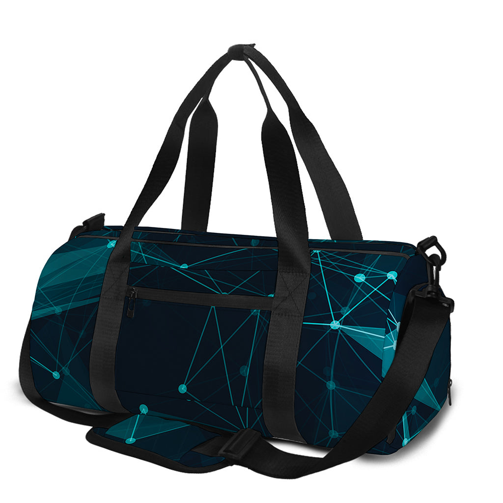 Teal Polygonal Dot Geometric Print Gym Bag