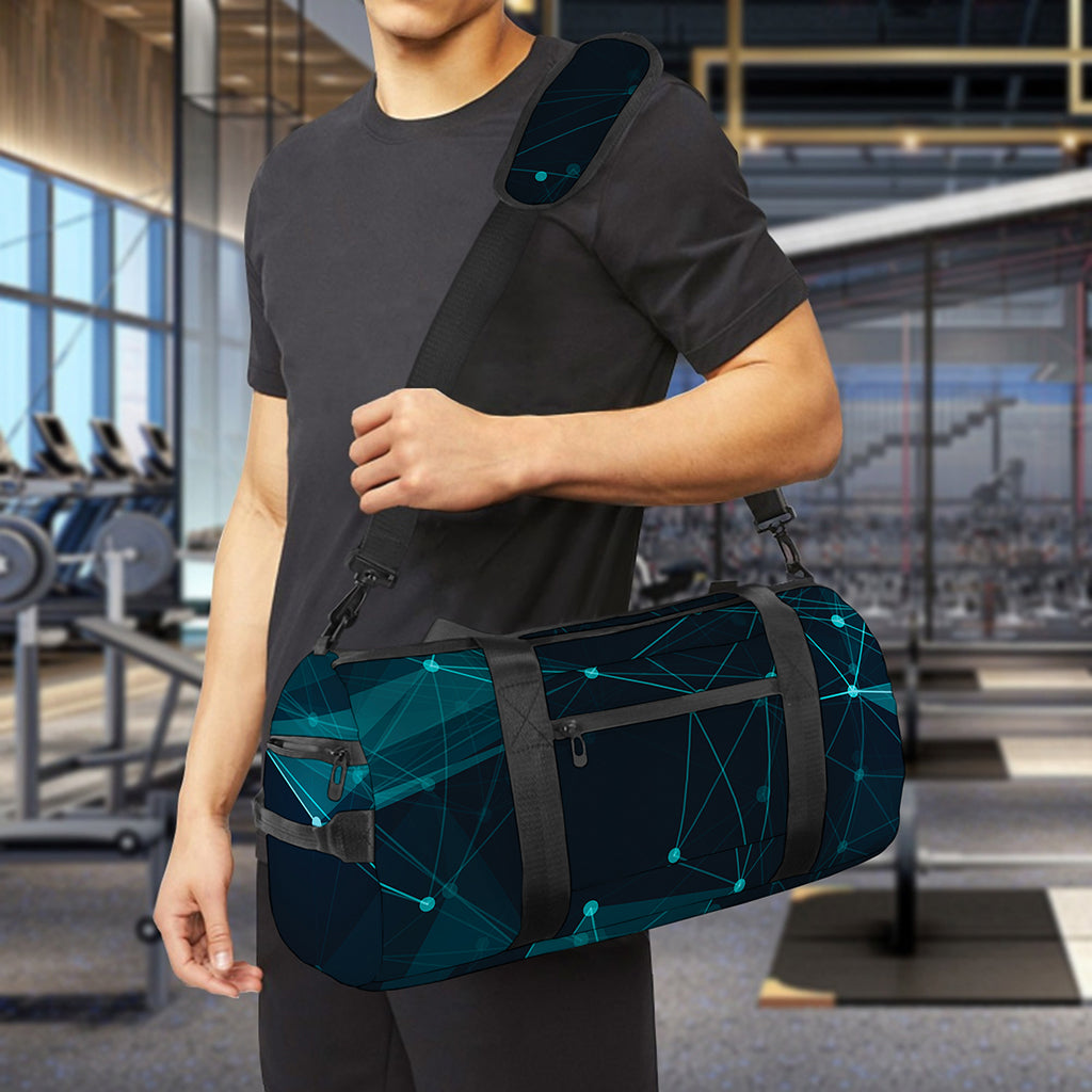 Teal Polygonal Dot Geometric Print Gym Bag