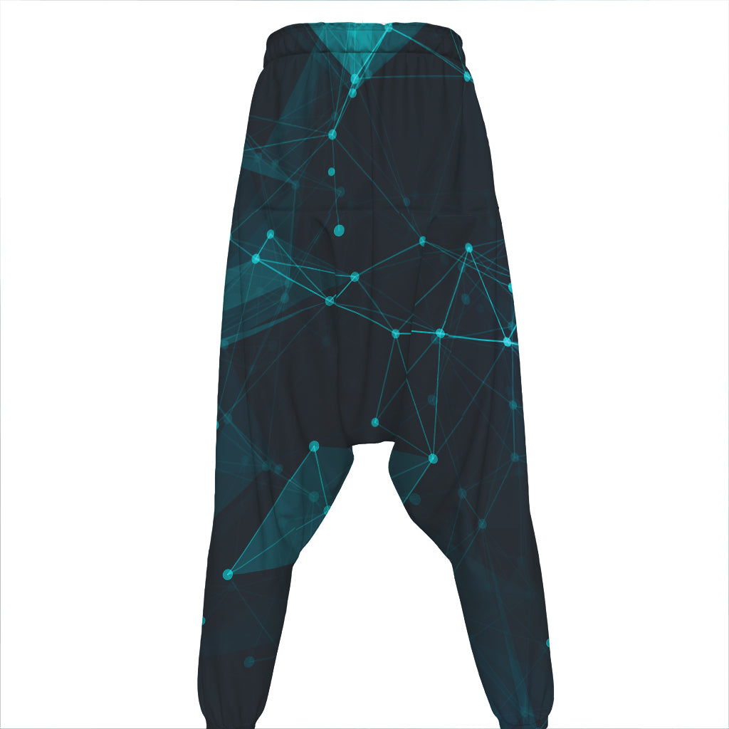 Teal Polygonal Dot Geometric Print Hammer Pants