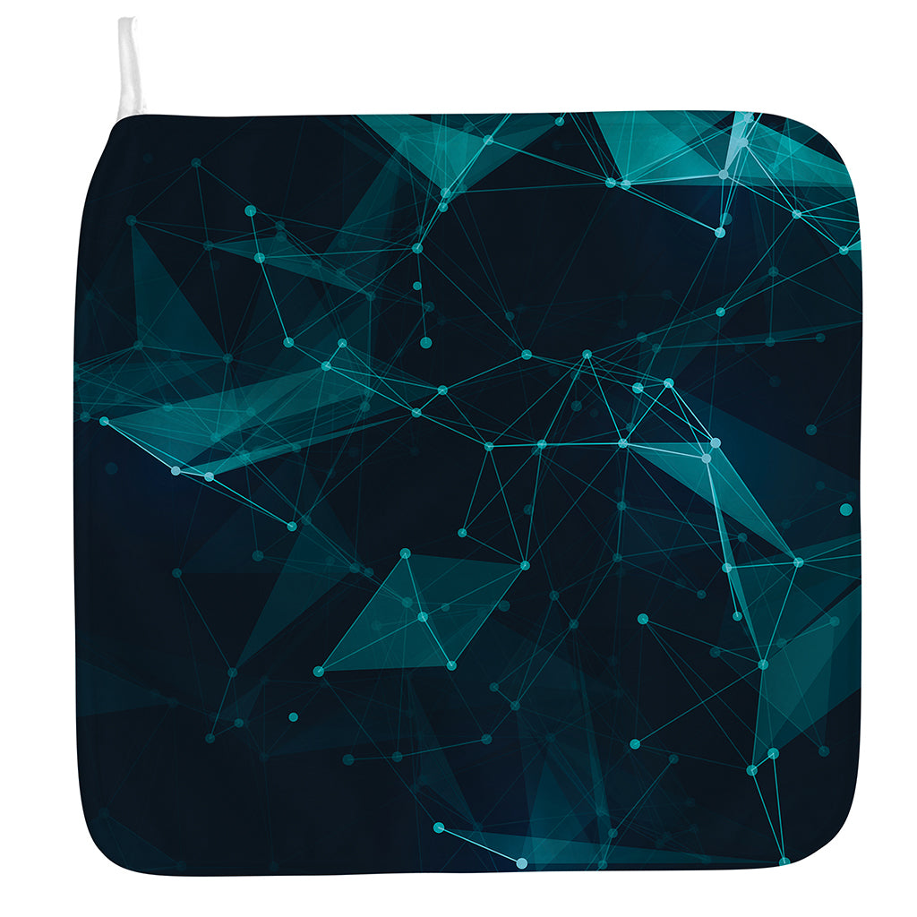 Teal Polygonal Dot Geometric Print Hand Towel