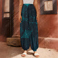 Teal Polygonal Dot Geometric Print Harem Pants
