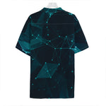 Teal Polygonal Dot Geometric Print Hawaiian Shirt