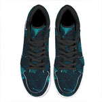 Teal Polygonal Dot Geometric Print High Top Leather Sneakers