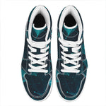 Teal Polygonal Dot Geometric Print High Top Leather Sneakers