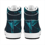 Teal Polygonal Dot Geometric Print High Top Leather Sneakers