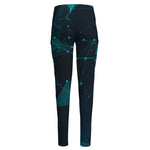 Teal Polygonal Dot Geometric Print High-Waisted Pocket Leggings